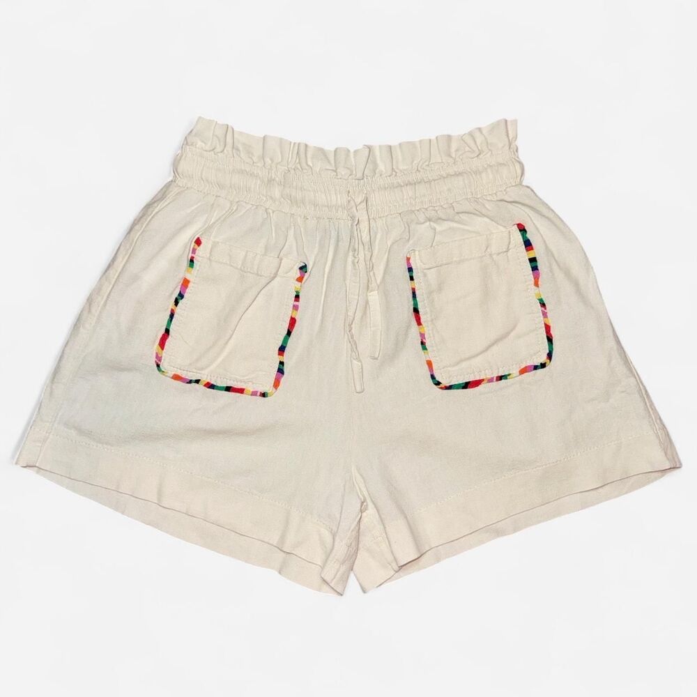 Pastiche by Anthropologie White Shorts with Rainbow Pocket Trim; Size Large